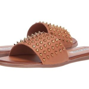 Steve Madden open toe Farryn sandals size 9 studded tan cognac gold shoes